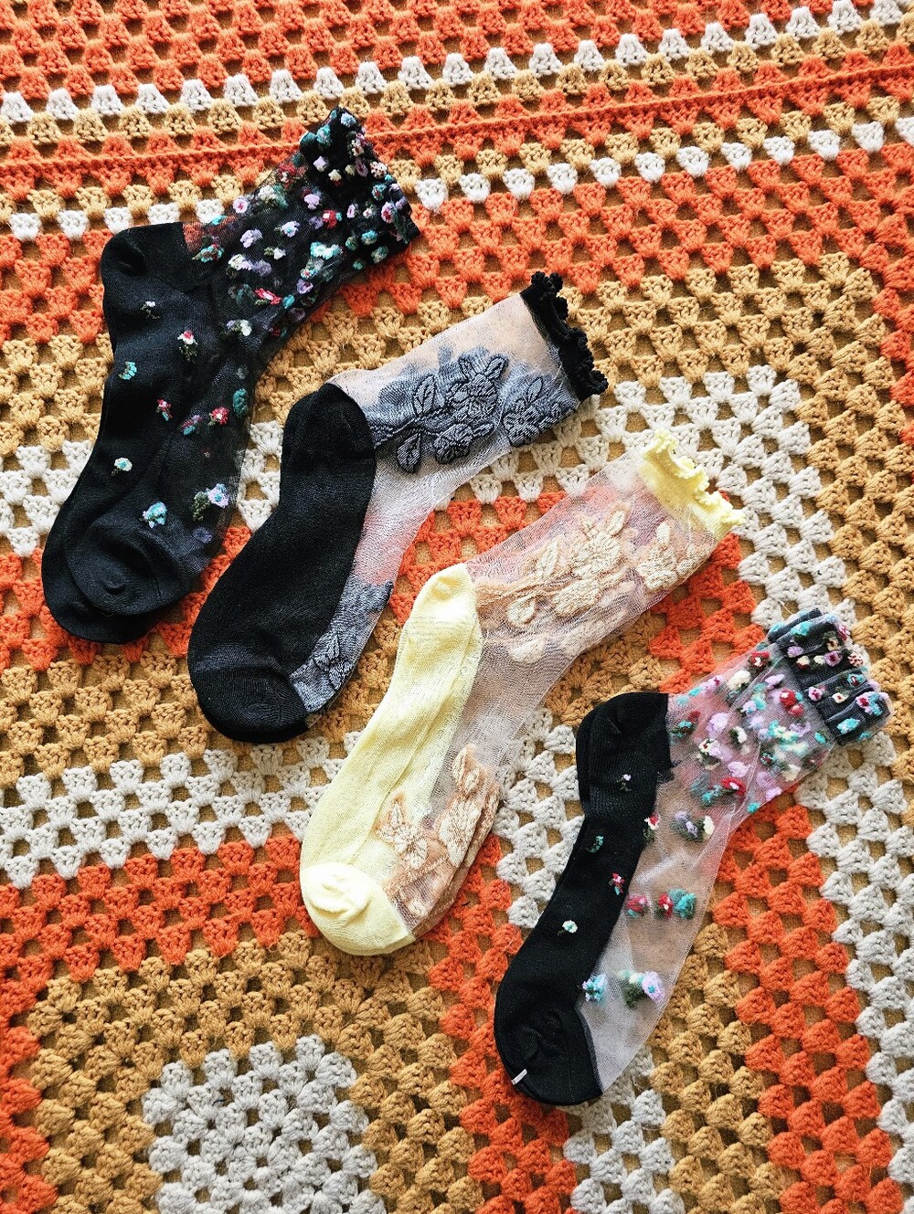 New Mesh Floral Socks Bundle Sheer Socks Coquette Balletcore Cottagecore